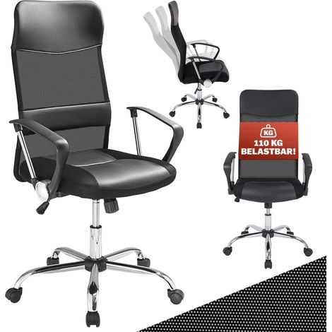 Casaria Fauteuil de bureau Pivotant Ergonomique Réglable en hauteur Fonction de basculement Chaise gaming  Noir