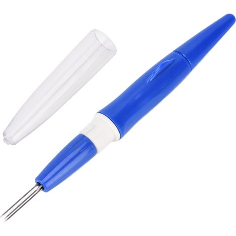 Aiguilles recouvertes de feutre, manche ergonomique à 3 aiguilles pour une utilisation facile et une prise en main confortable, idéal pour le bricolage à domicile. Bleu. (1/5)
