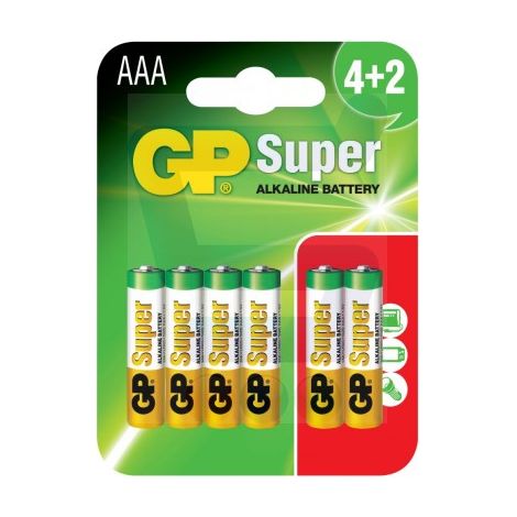 Batterie super alcaline AAA LR3 1,5 V, confezione da 6 pezzi - GP24A-U6