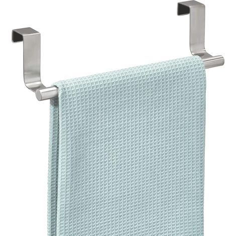 Porte-serviettes de salle de bain (argenté) sans perçage, petit porte-serviettes en acier inoxydable (1/5)