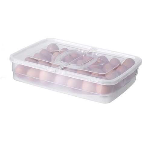 Boîte de rangement d'œufs Portable, 34 grilles, support en plastique avec poignée pour réfrigérateur de cuisine en plein air (1/5)