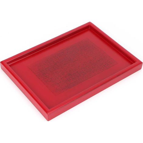 Plateau en bois rouge pour apéritifs, service de table et cérémonie du thé. Idéal pour la maison, la cuisine et les restaurants. (1/5)