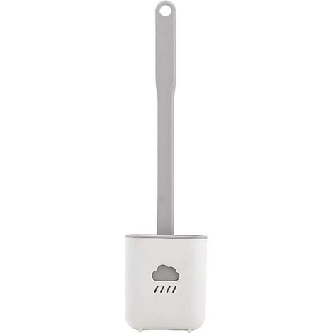 Brosse WC Silicone, Brosse de Toilette, Silicone Antibactérienne balayette WC et Support à séchage Rapide, kit de Brosse WC Suspendu brosses Silicone pour Salle de Bain et WC (Blanc) (1/5)