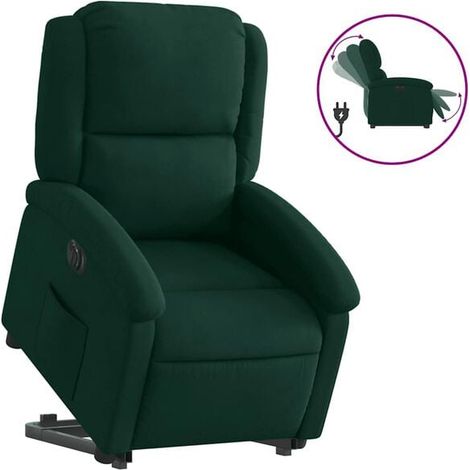 Chaise longue électrique réglable en velours, dossier inclinable et repose-pieds extensible, couleur vert émeraude profond – Confort maximal pour salon ou chambre (1/5)