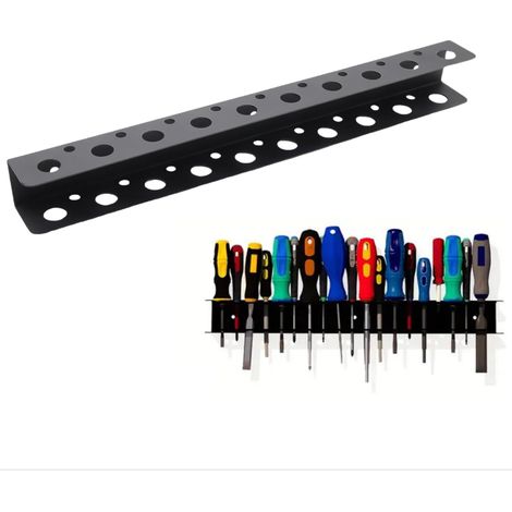 40 cm Support Mural Tournevi, Tournevis Étagère Murale, 19 Trous Étagère Murale Porte-Outils, avec Vis et Tubes D'expansion, pour Maison, Atelier, Réparation