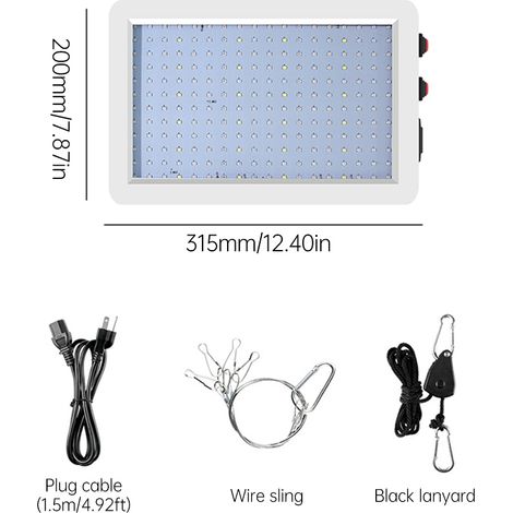 Lampes horticoles pour plantes d'intérieur, spectre complet, 216 LED, 3 modes d'éclairage, large couverture pour une croissance optimale, étanches et résistantes à la poussière, hauteur réglable, à su (1/3)