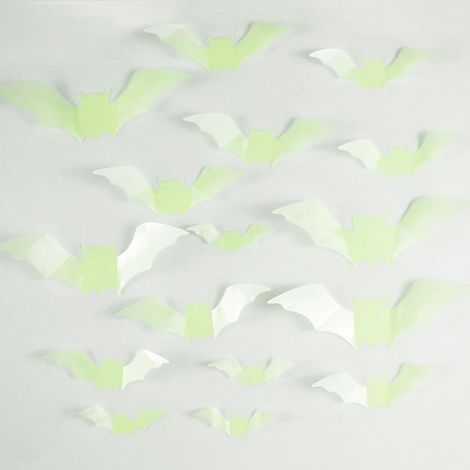 Lot de 16 décorations d'Halloween effrayantes chauve-souris avec colle, décoration d'Halloween, décoration gothique, chauve-souris pour extérieur, mur, jardin, décoration de fenêtre, anniversaire, (1/5)