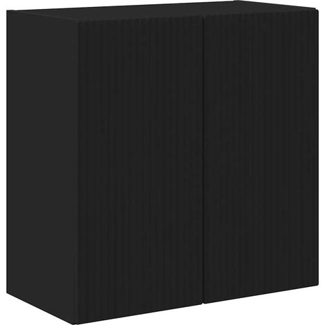 Mueble TV mural rectangular de estilo contemporáneo, práctico almacenamiento, 59,5 x 31 x 60 cm, de madera negra, 020055022 (1/5)
