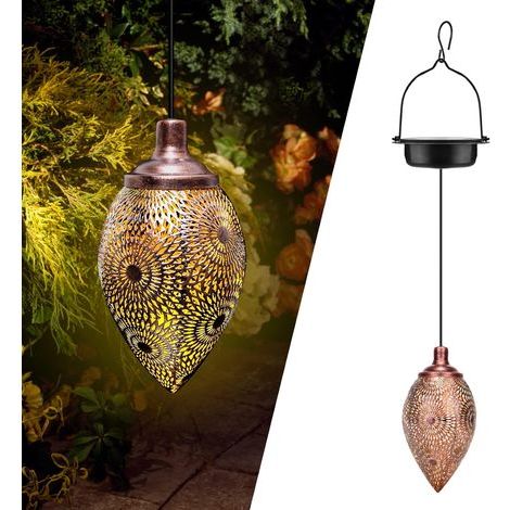 Lanterne Solaire LED Exterieur, Lanterne Solaire Exterieur, Lampe Lanterne Solaire Exterieur Jardin IP44 Étanche, Lanterne Exterieur pour Cour Pelouse Jardin Route Patio- (1/5)