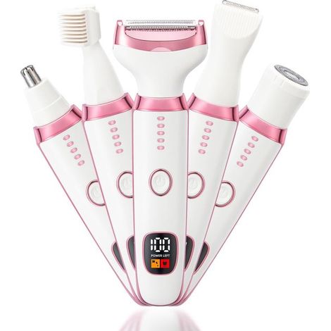 Épilateur 5-en-1 – Blanc – Rechargeable – Indicateur batterie – Visage, corps, zones intimes (1/5)