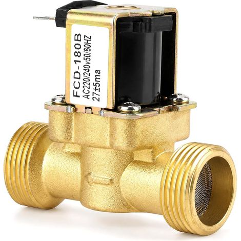 G3/4 Solenoid Valve, Ac 220V-240V Normally Closed Brass Water Inlet Valve 2-Way Control Pressure Regulating Valve For Washing Machine, Water Dispenser, Garden Irrigation (1/5)