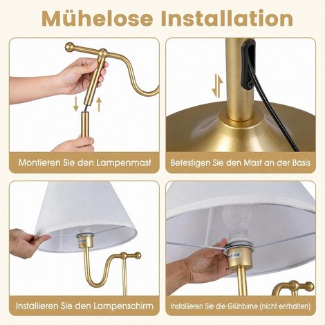 158 cm Floor Lamp with Fabric Shade & Foot Switch (1/5)