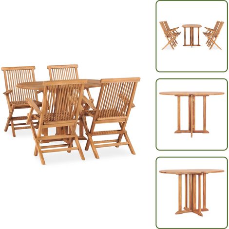 Tavolo pieghevole - vidaXL Set da Pranzo da Giardino 5 pz Pieghevole in Massello di Teak - Sedie pieghevoli