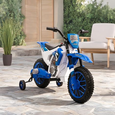 Moto électrique enfant 12V avec roues stabilisatrices bleu (1/5)