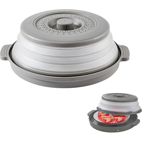Cloche Micro Onde, Couvercle Pliable pour Micro-Ondes, Pliable Cloche Micro Onde, Cloche Micro-Ondes Rétractable, Onde Passoire avec Trous de Vapeur, pour Micro Onde, Fruits, Légumes (1/5)