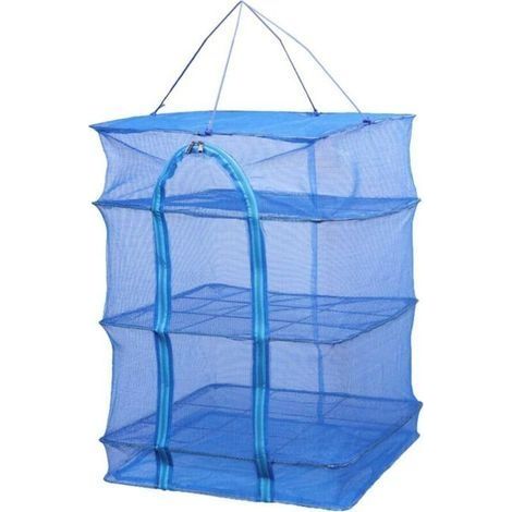 Séchoir à herbes à 3 étages en maille filet à suspendre avec fermeture éclair pliable pour sécher les légumes et les poissons (hauteur 66 cm) (1/5)