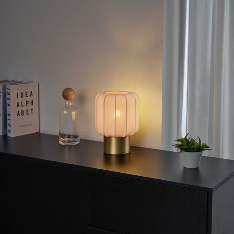 Japandi Table Lamp Gold with Beige Shade - Pluni