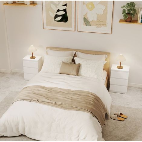 Mueble auxiliar dormitorio con 3 cajones y diseño blanco OKMYHOME (1/5)