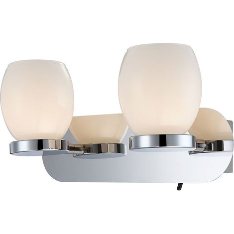Lampada da parete, luce bagno, lampada soggiorno, luce corridoio, lampada sala da pranzo, metallo vetro argento, 2 lampadine, LED 3W 180Lm 3000K bianco caldo, L 25 cm