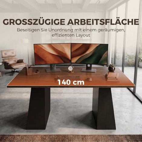 Bureau avec 4 étagères ouvertes, style industriel, 140 cm, marron et noir (1/5)