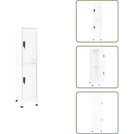 Armoire à casiers Blanc 38x45x180 cm Acier - Armoire À Casiers - Meuble De Rangement - Armoire Métallique - Armoire Blanche - Armoire Scolaire (1/5)