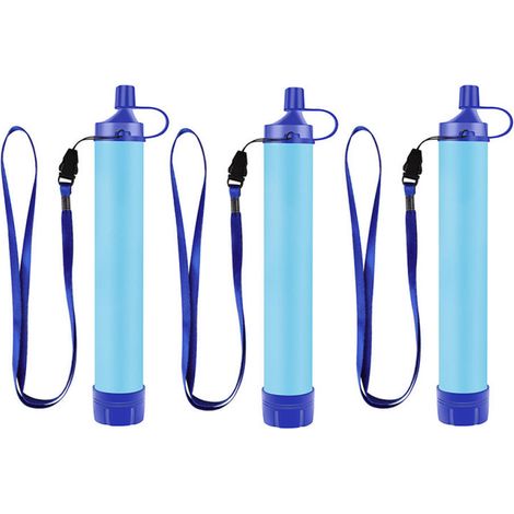 Tragbares Outdoor-Überlebenswasserfilterset, geeignet für Notfallsituationen wie Camping und Wandern, 3-teilige Packung.