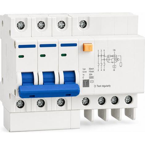 Disjoncteur différentiel 3P 20A C, 6kA, 230-400V EN61009