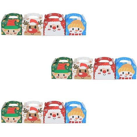 Boîtes à gâteaux, boîtes de rangement, boîtes à desserts de fêtes, coffrets cadeaux de Noël, en papier, 17 x 16 x 9,7 cm, lot de 12 (1/5)