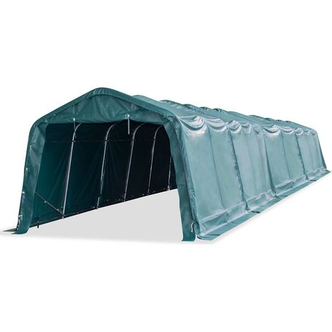 vidaXL Tente amovible pour bétail PVC 550 g/m² 3,3 x 16 m Vert foncé (1/5)