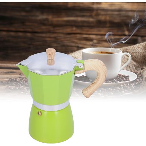 Cafetière italienne 300 ml, compatible avec cuisinières à gaz, à éthanol et fours électrothermiques (verte) (1/5)