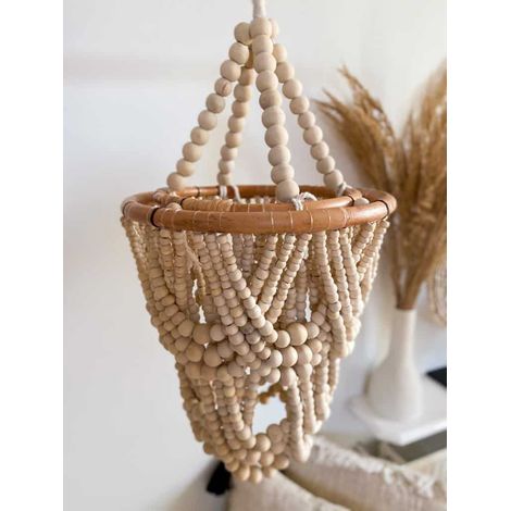 Lustre à perles beiges M 33x63 (1/5)