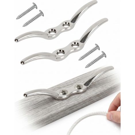 Due bitte di ormeggio da 4 pollici, aste portabandiera marine in acciaio inox e pali di ormeggio con viti, tendalini per yacht e accessori nautici.