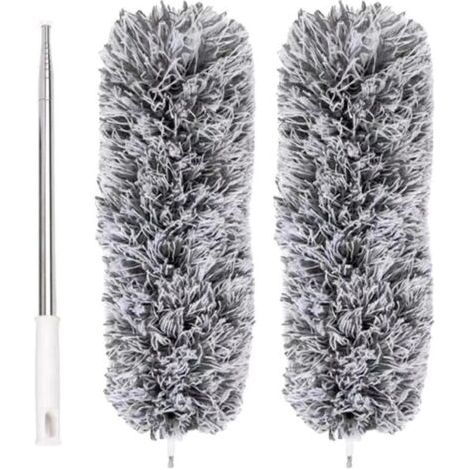 Plumeau Extensible en Microfibre avec Perche télescopique en Acier 110 po et tête Nettoyage Pliable Plumeau Plafond Lavable (1/5)