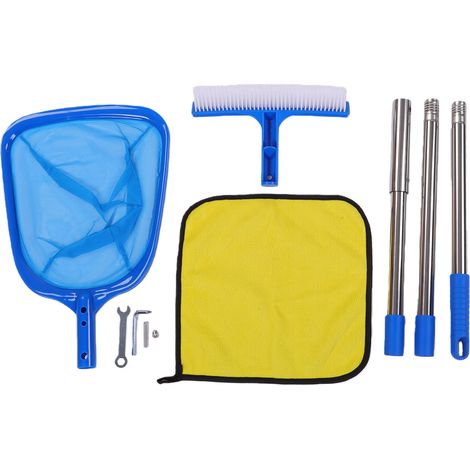 Épuisette de nettoyage pour piscine, spa, jacuzzi, jet d'eau gonflable, manche réglable en aluminium, 3 sections, longueur 145 cm, en polypropylène. (1/5)