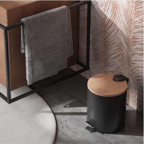 Portarifiuti con pedale 3L Bambu Nero (1/3)