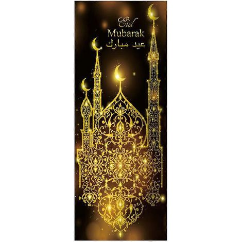 Eid Mubarak Ramadan Dekoration PVC Tapete 3D Türaufkleber Neujahr Wasserdicht Selbstklebende Wandtapete