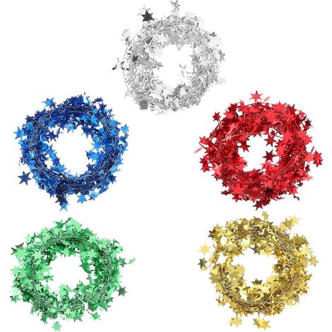 Guirlande d'étoiles scintillantes avec fil de fer pour décoration, 25 rouleaux, ornement de Noël brillant (1/5)