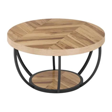 CAIziTable basse ronde, table cocktail ronde, table basse en bois, table d’appoint (1/5)