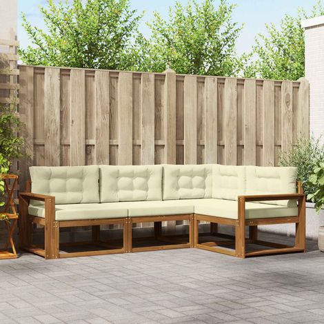 vidaXL Outdoor-Sofagarnitur mit Kissen 4 pcs Natur und Creme (1/5)