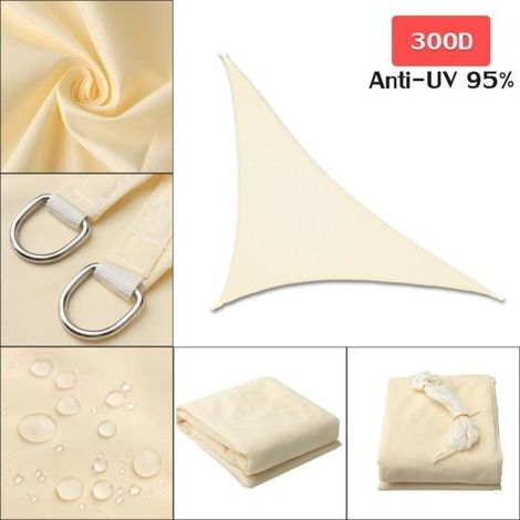 Tenda parasole triangolare TEMPSA extra resistente, colore beige chiaro, per esterni, 3x3x3 m (1/5)