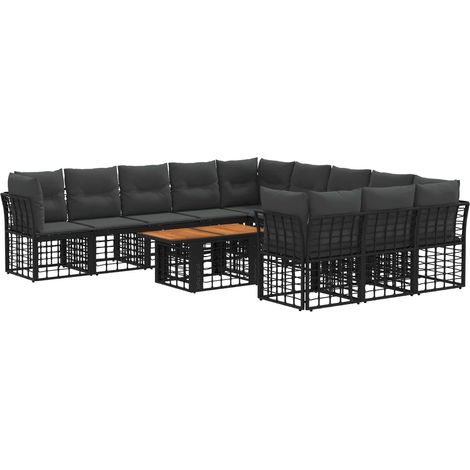 Conjunto de sofás de jardín 12 uds. Negro y gris oscuro vidaXL (1/5)