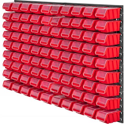 KADAX Werkstattwandregal, Wandplatten, 116 x 78 cm, Rot, 90 tlg.