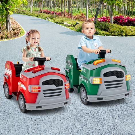 Voiture à Pousser Pompiers pour Enfants 12v Véhicule de Pompiers avec Pelle et Extincteur Véhicule à Pousser Vert (1/2)