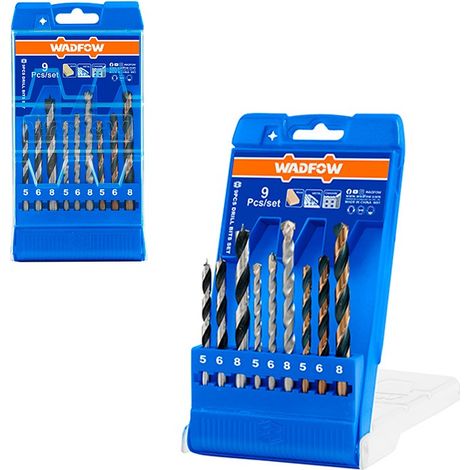 Set de brocas 9 piezas WADFOW para madera, mampostería y metal, alta durabilidad