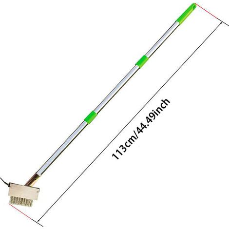 Brosse de Nettoyage pour Fissures de Terrasse 3 Sections 113cm, Outil Anti-Mousse et Désherbage avec Raclette pour Pavés (1/5)