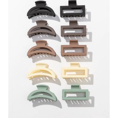 Lot de 10 pinces à cheveux - Grande griffe rectangulaire - Pinces chignon - Accessoires cheveux (1/5)