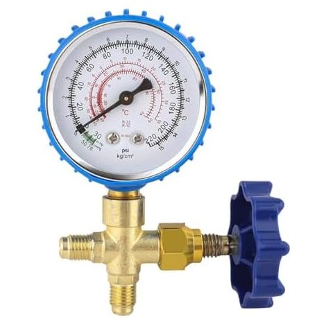 Manomètre de pression pour climatisation - Étanche, de précision et renforcé Valve de charge de réfrigérant pour climatisation - Idéale pour voiture, maison, bureau, chambre d'hôtel, dortoir et techn (1/5)