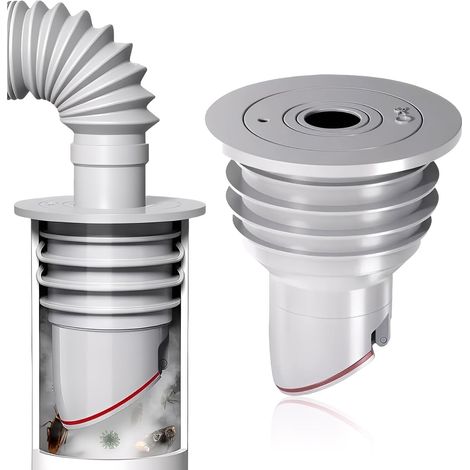Bouchon Anti-Odeur Machine à Laver, Clapet Anti-Retour, Joint Machine à Laver, avec Bouchon d'Étanchéité en Silicone, Tuyau pour Machine à Laver pour Cuisine Domestique (Gris, 35-40 mm) (1/5)