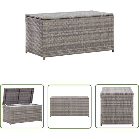 The Living Store Gartenbox Poly Rattan 100x50x50 cm Grau - Außenaufbewahrung - Gartenkiste - Gartenbox - Stauraum Im Freien - Wetterfest (1/5)