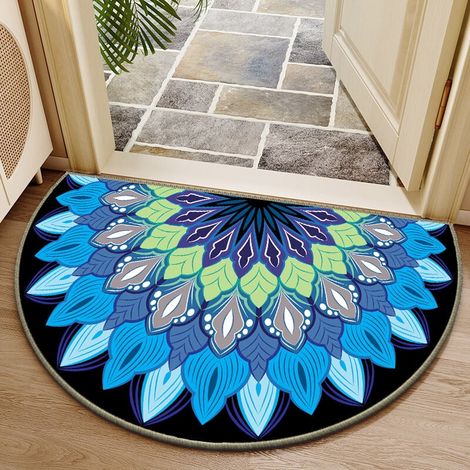Tapis De Seuil Demi-Rond - Surface En Velours Cristal Et Dos En Caoutchouc Granuleux - Non Glissant - Pour Intérieur Et Extérieur - 60 X 90 Cm - 1 Pièce (1/5)